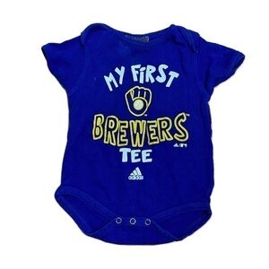 Adidas My First Brewers Tee 12 mos Onesie Blue Baseball Milwaukee